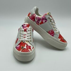 JSlides Gilda-SZ 7M-Women-Platform Low Top Sneaker, White/Floral